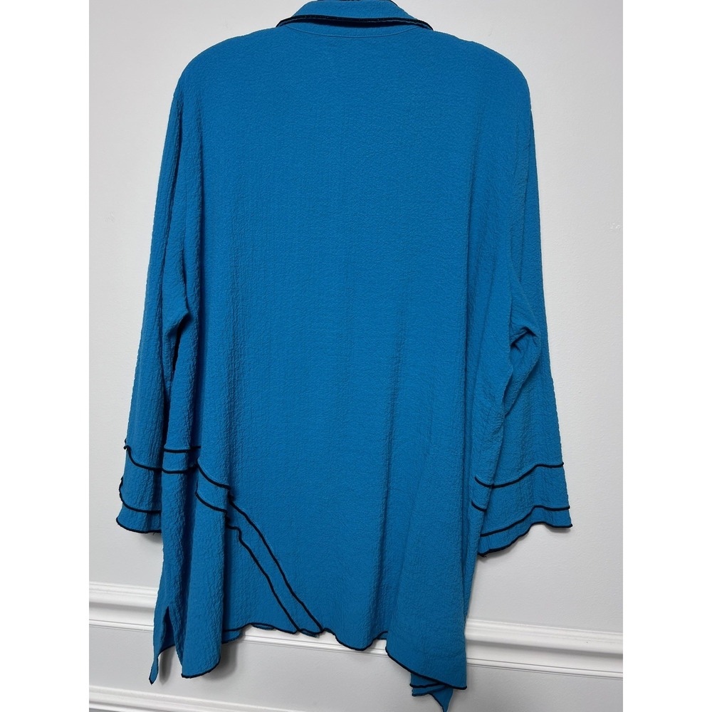 Ali Miles Women's 2X Aqua Green Textured Tunic Top Layered Lagenlook Art to Wear - Picture 3 of 12